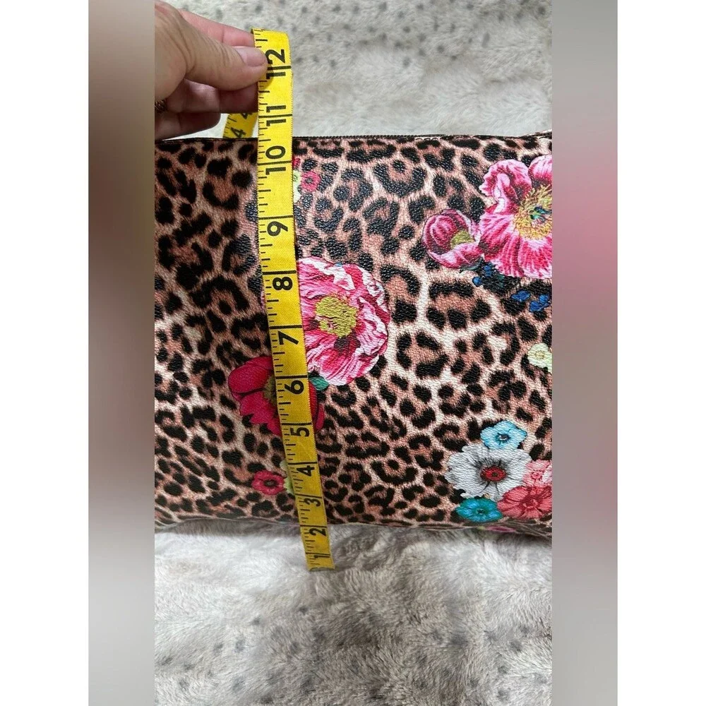 Leopard Floral Crossbody Bag in Yellow Pink Blue Multicolor Zipper